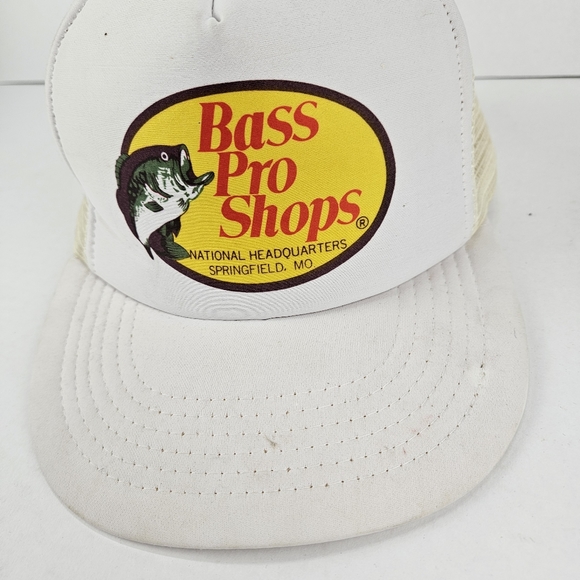 Vintage Bass Pro Shop Mesh Trucker Hat Cap Snapback White - Picture 2 of 5